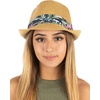 image:imageFunky Junque Short Brim Fedora Packable Sun Hat for WomenFloral Band  Natural
