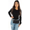 image:imageFunky Junque Versatile Black Fanny Pack Belt Bag for Women and Girls Adjustable Crossbody Waist Bag with Multiple Pockets  Aztec  BlackAztec Strap  Black