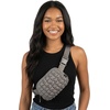 image:imageFunky Junque Versatile Black Fanny Pack Belt Bag for Women and Girls Adjustable Crossbody Waist Bag with Multiple Pockets  Aztec  BlackQuilted Puffer  Grey
