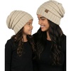 image:imageFunky Junque Mommy amp Me Beanie Set  Matching Knit Winter Hats for Baby Toddler Kids amp Moms Cute Family Beanies BundleAdult  Toddler  Oversized Beige 2 Pk