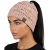 image:imageFunky Junque Ponytail Beanie for Women  Winter Hat Soft Stretch Cable Knit High Pony Tail Womens Running HatsA Confetti Indi Pink Design