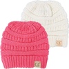 image:imageFunky Junque Toddler Winter Hat Ages 14 Soft Knit Beanie for Boys amp Girls Cozy Warm Kids Beanies for Cold Weather2 Pack  Ivory  Candy Pink