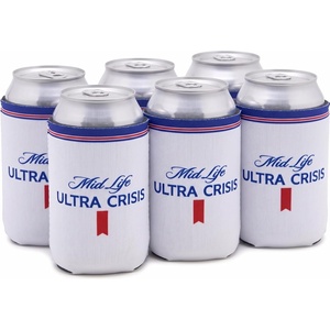 image:imageAdult Can Cooler Sleeve  4Pack Variety6 Pack  Mid Life Ultra Crisis  White