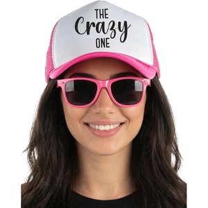image:imageFunky Junque Bachelorette Trucker Hat amp Sunglasses Set  Funny Foam Hats amp Bride Sunglasses Party Favors for BridesmaidsThe Crazy One  Hat  Sunnies Set Hot Pink