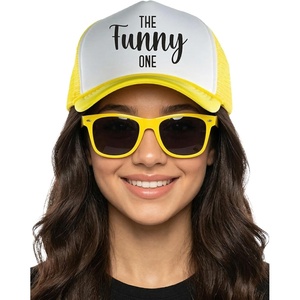 image:imageFunky Junque Bachelorette Trucker Hat amp Sunglasses Set  Funny Foam Hats amp Bride Sunglasses Party Favors for BridesmaidsThe Funny One  Hat  Sunnies Set Yellow