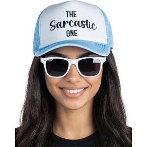 image:imageFunky Junque Bachelorette Trucker Hat amp Sunglasses Set  Funny Foam Hats amp Bride Sunglasses Party Favors for BridesmaidsThe Sarcastic One  Hat  Sunnies Set Light Blue White Sunglasses