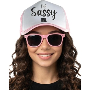 image:imageFunky Junque Bachelorette Trucker Hat amp Sunglasses Set  Funny Foam Hats amp Bride Sunglasses Party Favors for BridesmaidsThe Sassy One  Hat  Sunnies Set Light Pink