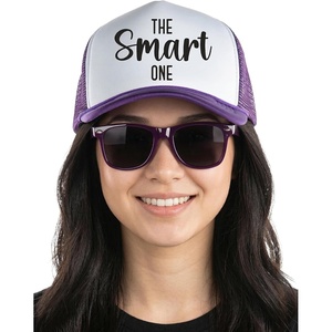 image:imageFunky Junque Bachelorette Trucker Hat amp Sunglasses Set  Funny Foam Hats amp Bride Sunglasses Party Favors for BridesmaidsThe Smart One  Hat  Sunnies Set Dark Purple