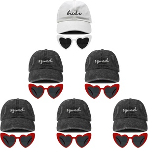 image:imageFunky Junque Bride and Groom Baseball Hats Bachelorette Party Caps6 Pack 1 Bride HatSunnies White  5 Squad HatsHeart Sunnies Red