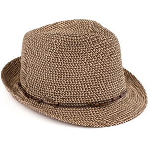 image:imageFunky Junque Short Brim Fedora Packable Sun Hat for WomenBrown Multi W Beaded Ropes