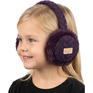 image:imageFunky Junque Winter Ear Muffs for Kids Girl Boy Fuzzy Cozy Warm Earmuffs Adjustable Cold Weather Ear Warmer Ages 412Cable Knit  Purple