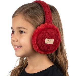 image:imageFunky Junque Winter Ear Muffs for Kids Girl Boy Fuzzy Cozy Warm Earmuffs Adjustable Cold Weather Ear Warmer Ages 412Cable Knit  Red