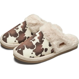 image:imageFunky Junque Womens Clog Slippers Faux Fur House ShoesCow Print  Beige
