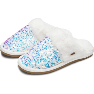 image:imageFunky Junque Womens Clog Slippers Faux Fur House ShoesSequin  White