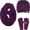 image:imageFunky Junque Hat Scarf Glove Set for Women  Matching Winter Set with Ribbed Knit Beanie Infinity Scarf amp Cozy GlovesConfetti Purple