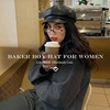 image:imageFunky Junque Womens Newsboy Cabbie Cap Vintage Baker Boy HatFaux Leather  Black