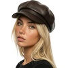 image:imageFunky Junque Womens Newsboy Cabbie Cap Vintage Baker Boy HatFaux Leather  Brown