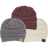 image:imageFunky Junque Skull Cap Beanie for Women  Womens Winter Hat Knit Slouch Style Warm Soft Unisex Cold Weather Mens Beanies3 Pack Ivory  Coco Berry  Heather Grey