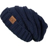image:imageFunky Junque Slouchy Beanie for Women Winter Hat Warm Slouch Oversized Soft Chunky Cable Knit Beanies for Cold WeatherNavy