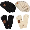 image:imageFunky Junque Winter Hat and Gloves for Women  Oversized Winter Hat amp Gloves Cozy Knit Slouchy Beanie Set for Cold Weather2 Pack Black  Beige