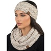 image:imageFunky Junque Womens Headwrap amp Infinity Scarf Set  Soft Knit Winter Accessories Trendy Cold Weather Gifts for WomenA Confetti Oatmeal Design