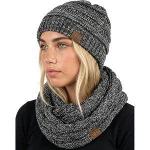 image:imageFunky Junque Beanie amp Infinity Scarf Gift Set  Matching Winter Accessories Sets for Women Soft Knit Hat and Scarf Bundle4 Tone Mix  Grey  Black  Beige  Lt French Beige