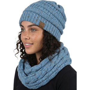 image:imageFunky Junque Beanie amp Infinity Scarf Gift Set  Matching Winter Accessories Sets for Women Soft Knit Hat and Scarf BundleA Confetti Denim Design