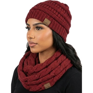 image:imageFunky Junque Beanie amp Infinity Scarf Gift Set  Matching Winter Accessories Sets for Women Soft Knit Hat and Scarf BundleBurgundy