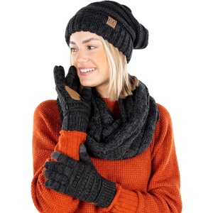 image:imageFunky Junque Hat Scarf Glove Set for Women  Matching Winter Set with Oversized Slouchy Beanie Infinity Scarf amp Cozy GlovesOnyx Black