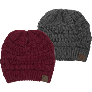 image:imageFunky Junque Skull Cap Beanie for Women  Womens Winter Hat Knit Slouch Style Warm Soft Unisex Cold Weather Mens Beanies2 Pack  Burgundy  Charcoal