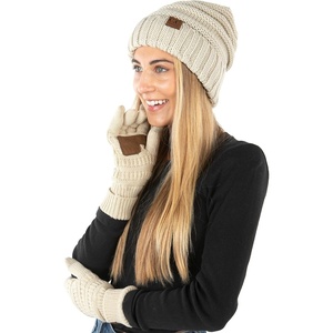 image:imageFunky Junque Winter Hat and Gloves for Women  Oversized Winter Hat amp Gloves Cozy Knit Slouchy Beanie Set for Cold WeatherBeige