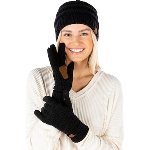 image:imageFunky Junque Womens Beanie amp Touchscreen Gloves Set  Soft 100 Acrylic Knit Winter Hat and Gloves Cozy Cold Weather GiftBlack