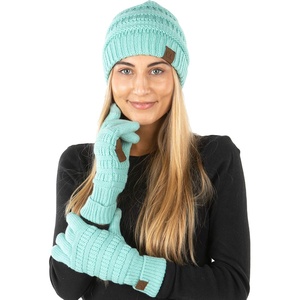 image:imageFunky Junque Womens Beanie amp Touchscreen Gloves Set  Soft 100 Acrylic Knit Winter Hat and Gloves Cozy Cold Weather GiftMint