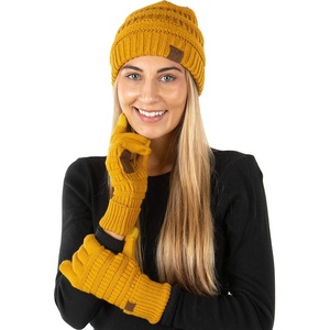image:imageFunky Junque Womens Beanie amp Touchscreen Gloves Set  Soft 100 Acrylic Knit Winter Hat and Gloves Cozy Cold Weather GiftMustard