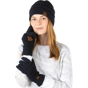 image:imageFunky Junque Womens Beanie amp Touchscreen Gloves Set  Soft 100 Acrylic Knit Winter Hat and Gloves Cozy Cold Weather GiftNavy
