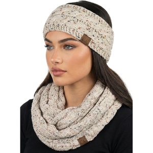 image:imageFunky Junque Womens Headwrap amp Infinity Scarf Set  Soft Knit Winter Accessories Trendy Cold Weather Gifts for WomenA Confetti Oatmeal Design
