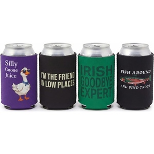 image:imageAdult Can Cooler Sleeve 12 oz Insulated Beer Holder  Boat Water4 Pack  Fish Around and Find Trout  Irish Goodbye Expert  Im The Friend In Low Places  Silly Goose Juice
