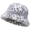 image:imageFunky Junque Fuzzy Furry Winter Bucket Hats for Women Warm Faux Fur CapSnow Leopard  Light Grey