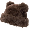 image:imageFunky Junque Fuzzy Furry Winter Bucket Hats for Women Warm Faux Fur CapTeddy Bear  Brown