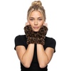image:imageFunky Junque Womens Faux Fur Fingerless Mittens Fleece Lined Winter GlovesLeopard Brown