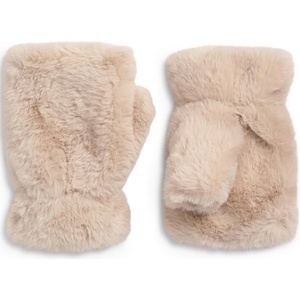 image:imageFunky Junque Womens Faux Fur Fingerless Mittens Fleece Lined Winter GlovesBeige