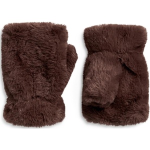image:imageFunky Junque Womens Faux Fur Fingerless Mittens Fleece Lined Winter GlovesBrown