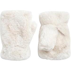 image:imageFunky Junque Womens Faux Fur Fingerless Mittens Fleece Lined Winter GlovesIvory