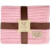 image:imageFunky Junque Baby Blanket amp Beanie Set  Leopard Print  Single Pom  LatteRibbed Knit  Single Pom  Pale Pink