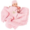 image:imageFunky Junque Baby Blanket amp Beanie Set  Leopard Print  Single Pom  LatteRibbed Knit  Single Pom  Pale Pink