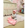 image:imageFunky Junque Baby Blanket amp Beanie Set  Leopard Print  Single Pom  LatteRibbed Knit  Single Pom  Pale Pink