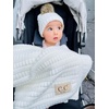image:imageFunky Junque Leopard Print Baby Blanket Latte Soft Warm Lightweight 30x35in Throw Blanket for Toddler Stroller  Leopard Pattern  LatteRibbed Knit  Ivory