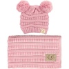 image:imageFunky Junque Baby Blanket amp Beanie Set  Leopard Print  Single Pom  LatteRibbed Knit  Double Pom  Pale Pink