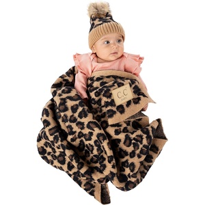 image:imageFunky Junque Baby Blanket amp Beanie Set  Leopard Print  Single Pom  LatteLeopard Print  Single Pom  Latte