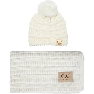 image:imageFunky Junque Baby Blanket amp Beanie Set  Leopard Print  Single Pom  LatteRibbed Knit  Single Pom  Ivory